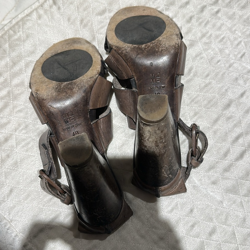 MOMA gray Leather Sandals - Picture 7 of 11